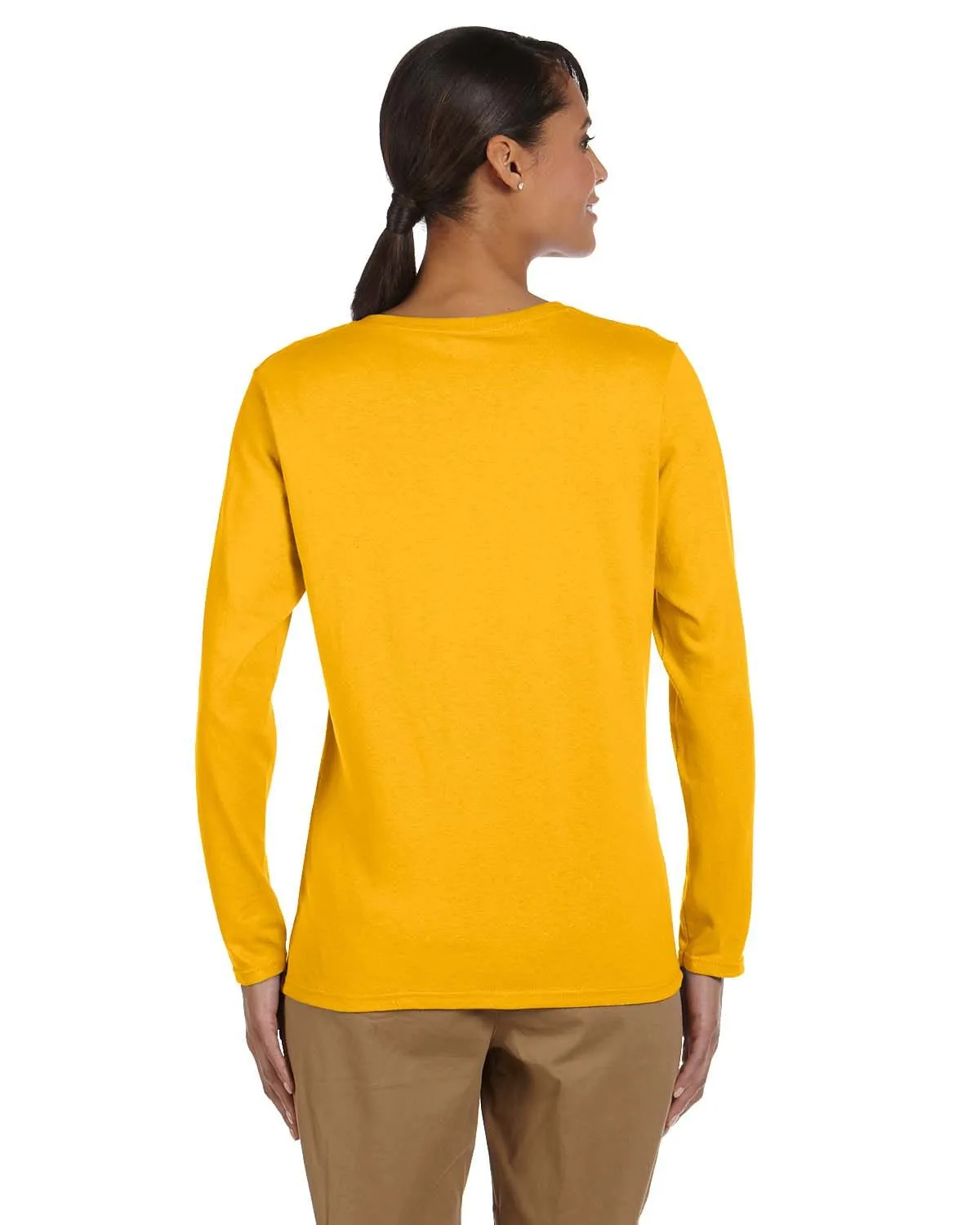 Gildan Ladies Long Sleeve 100% Cotton T-Shirt