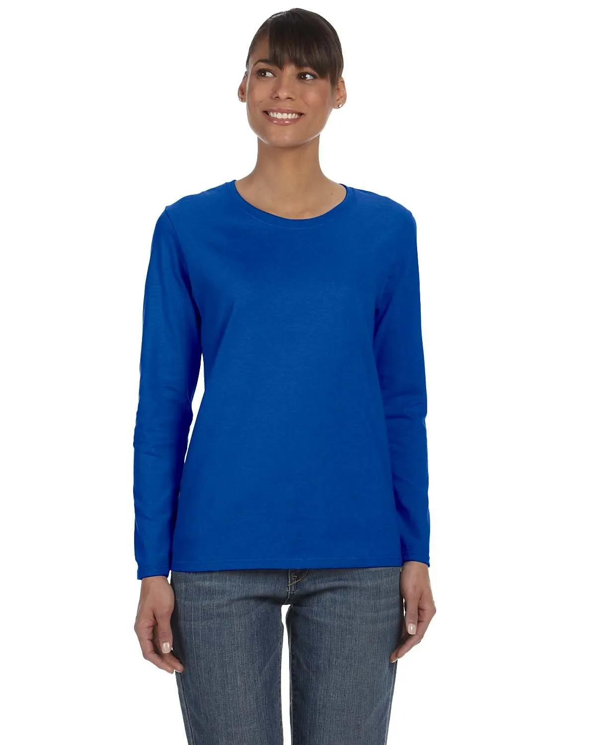 Gildan Ladies Long Sleeve 100% Cotton T-Shirt