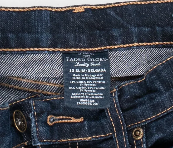 GIRL SIZE 10 YEARS - FADED GLORY, Slim Fit, Flarred Jeans EUC B55