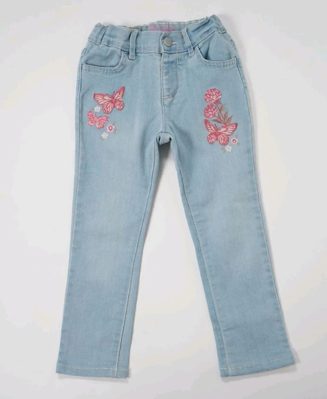 GIRL SIZE 4 YEARS - CHILDREN'S PLACE, Super Skinny Jeans, Embroidered Butterflies EUC B15