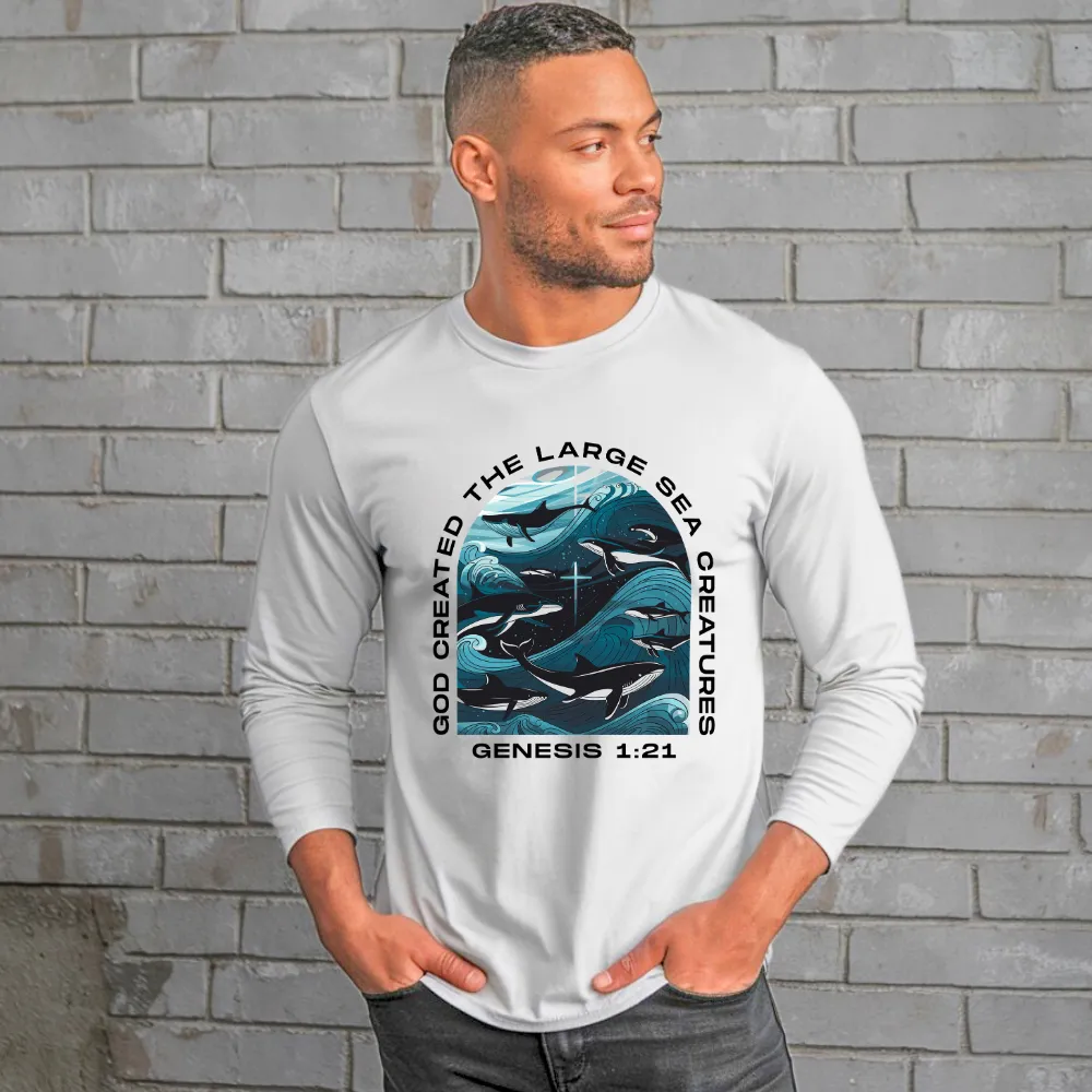 God Created the Large Sea Creatures | Organic Unisex Classic Long-Sleeve T-Shirt Econscious