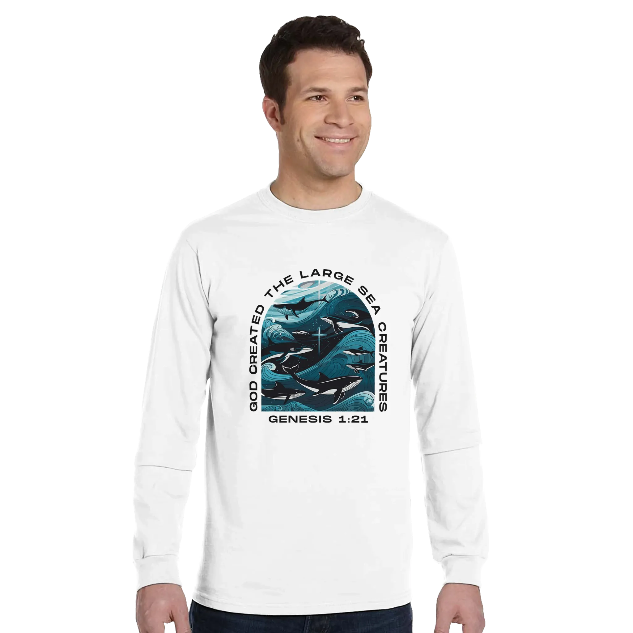 God Created the Large Sea Creatures | Organic Unisex Classic Long-Sleeve T-Shirt Econscious