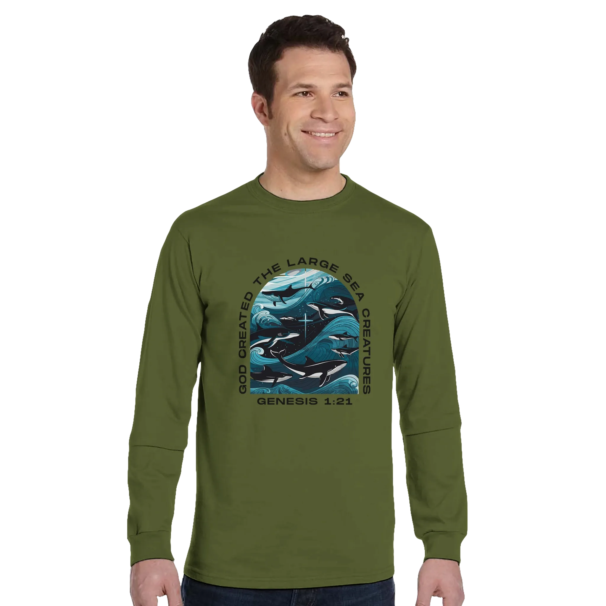 God Created the Large Sea Creatures | Organic Unisex Classic Long-Sleeve T-Shirt Econscious
