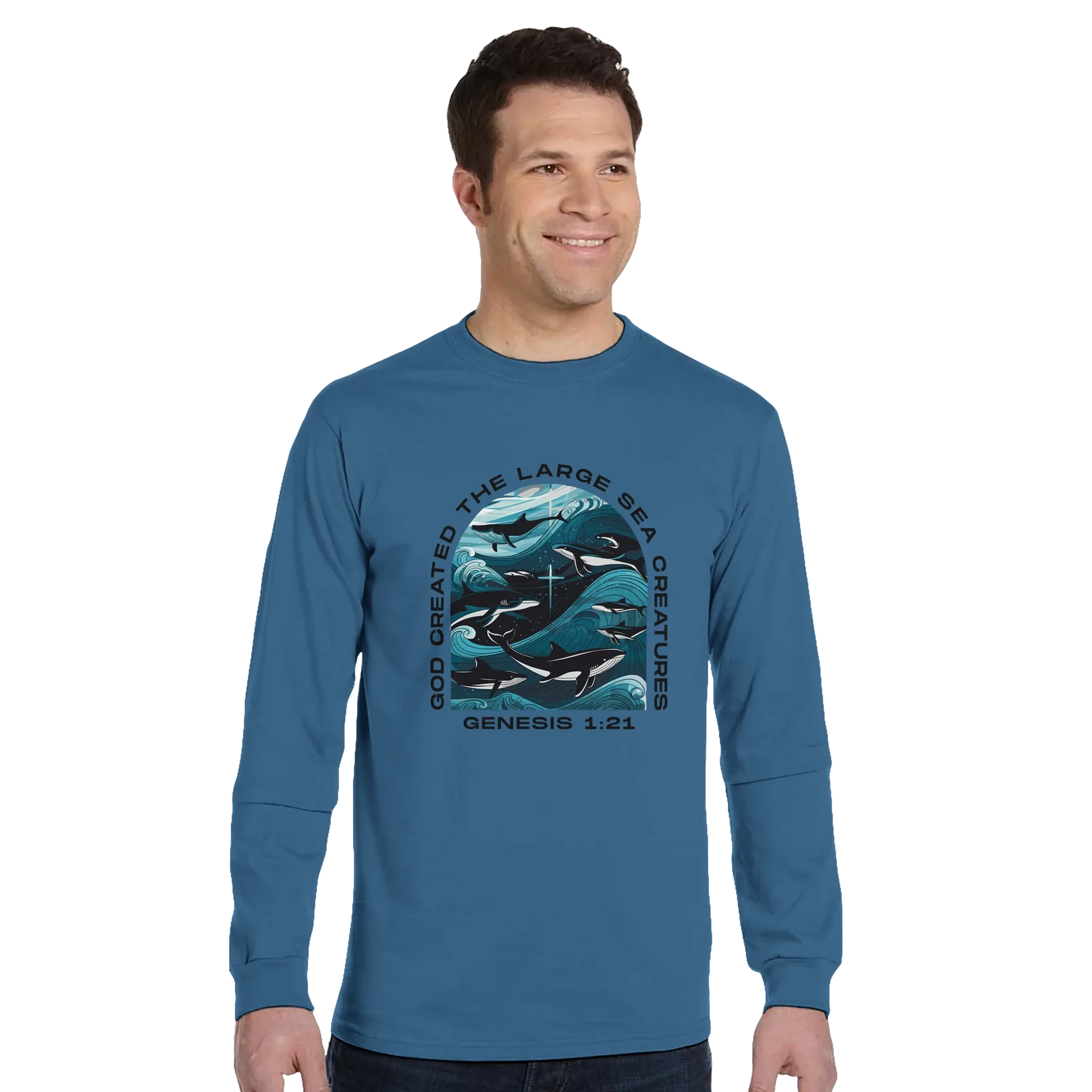God Created the Large Sea Creatures | Organic Unisex Classic Long-Sleeve T-Shirt Econscious