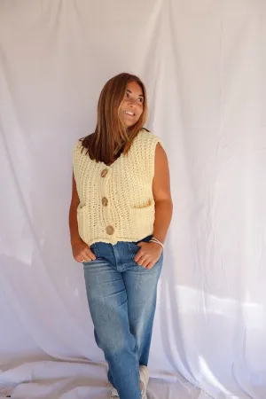 Gold Button Down Sweater In Yellow