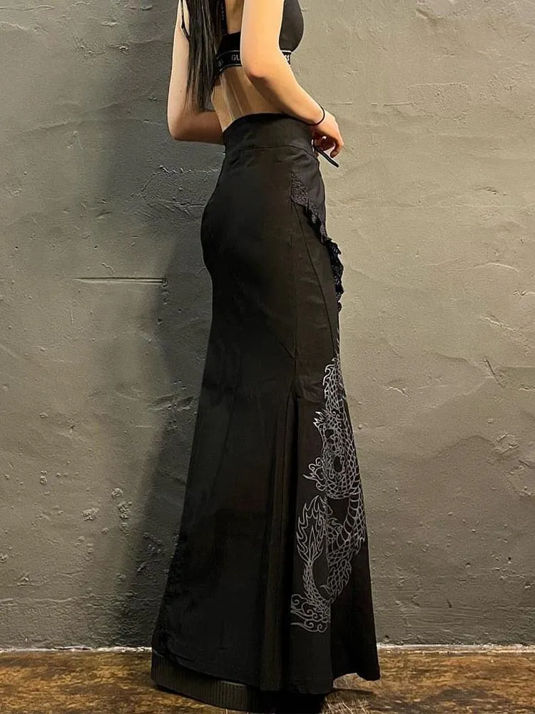 Gothic Bandage High Waist Maxi Skirt
