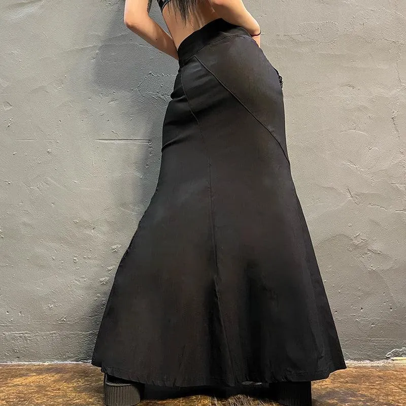 Gothic Bandage High Waist Maxi Skirt