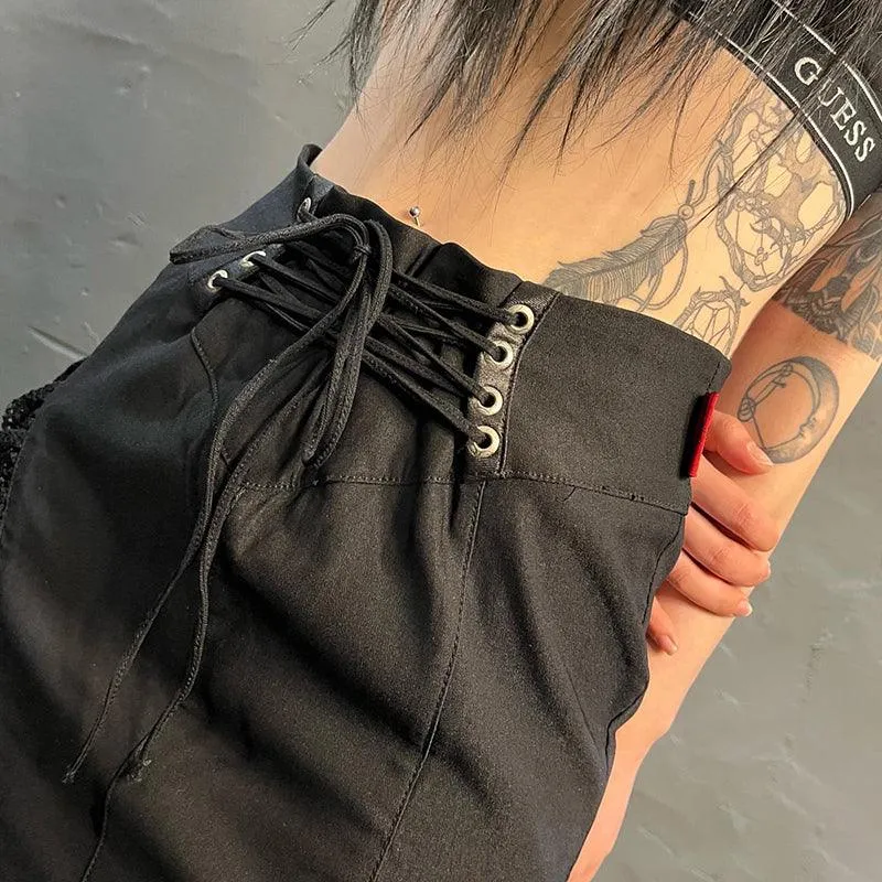 Gothic Bandage High Waist Maxi Skirt