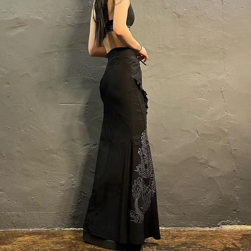 Gothic Bandage High Waist Maxi Skirt