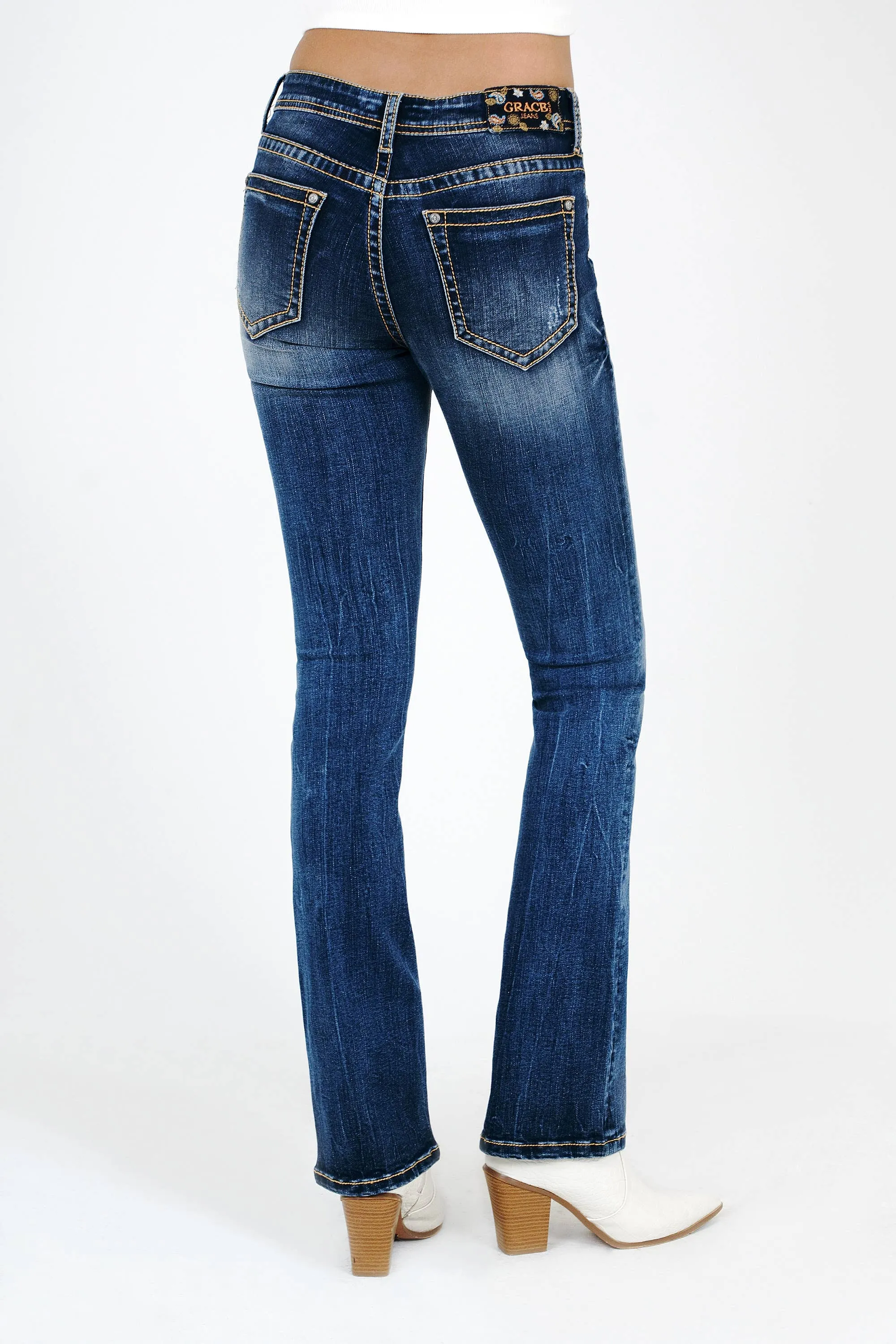 Grace in LA  mid-rise boot cut jeans