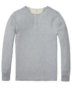 Grandad T-Shirt With Blind Placket Home Alone  Grey Melange