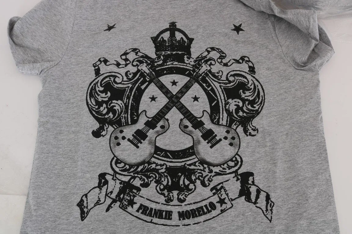Gray Cotton Guitar Crewneck T-Shirt