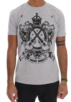 Gray Cotton Guitar Crewneck T-Shirt
