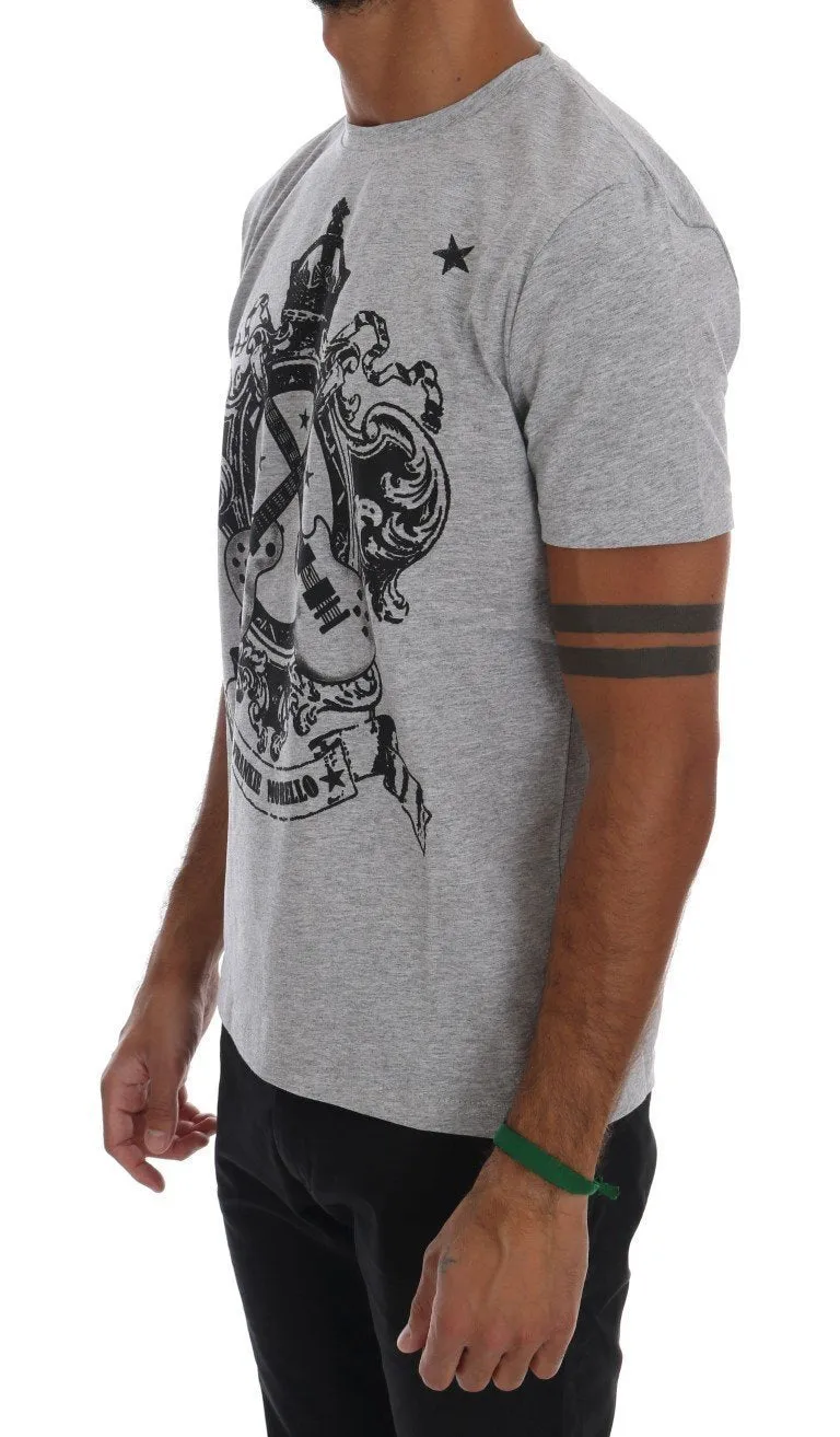 Gray Cotton Guitar Crewneck T-Shirt