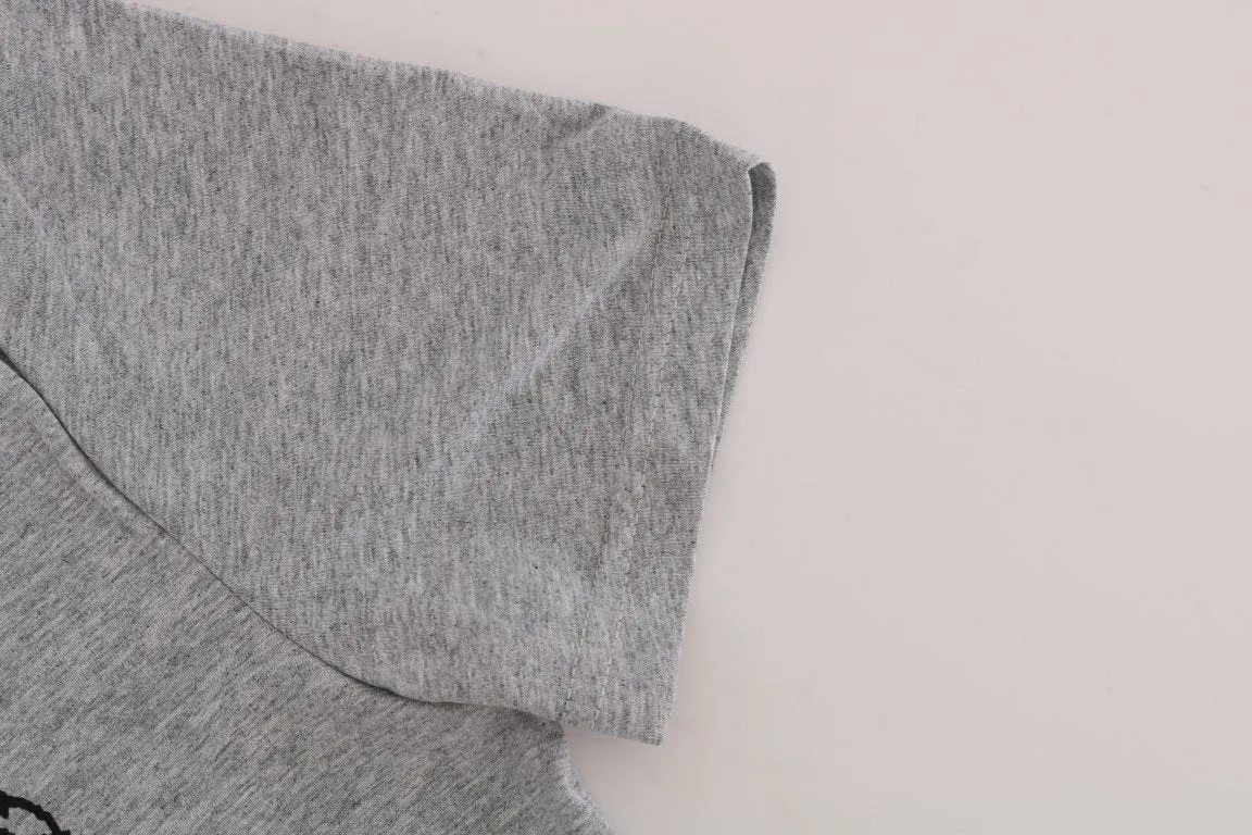 Gray Cotton Guitar Crewneck T-Shirt