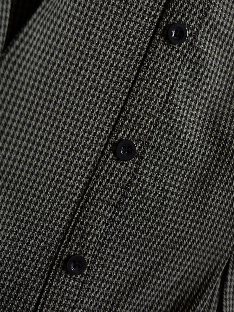 Gray Houndstooth V-neck Bow Tie Dress