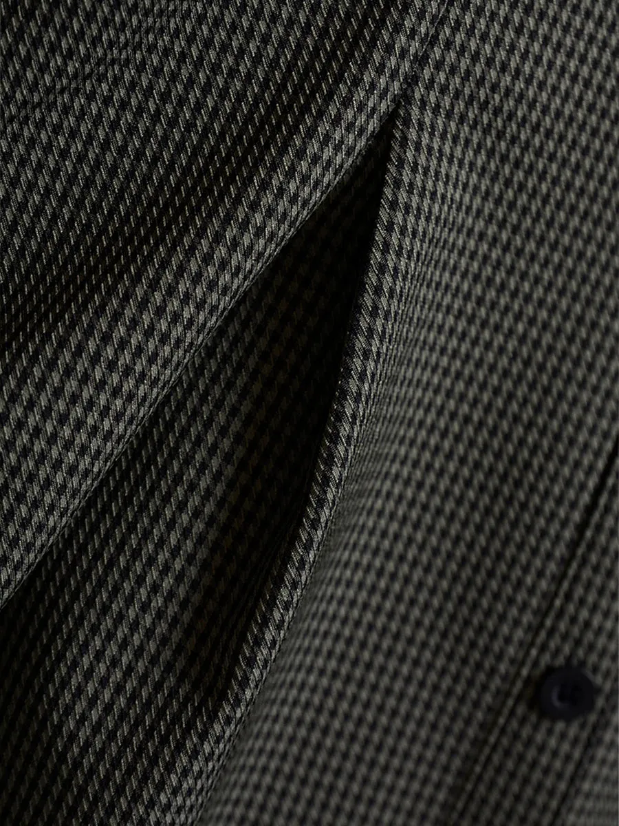 Gray Houndstooth V-neck Bow Tie Dress
