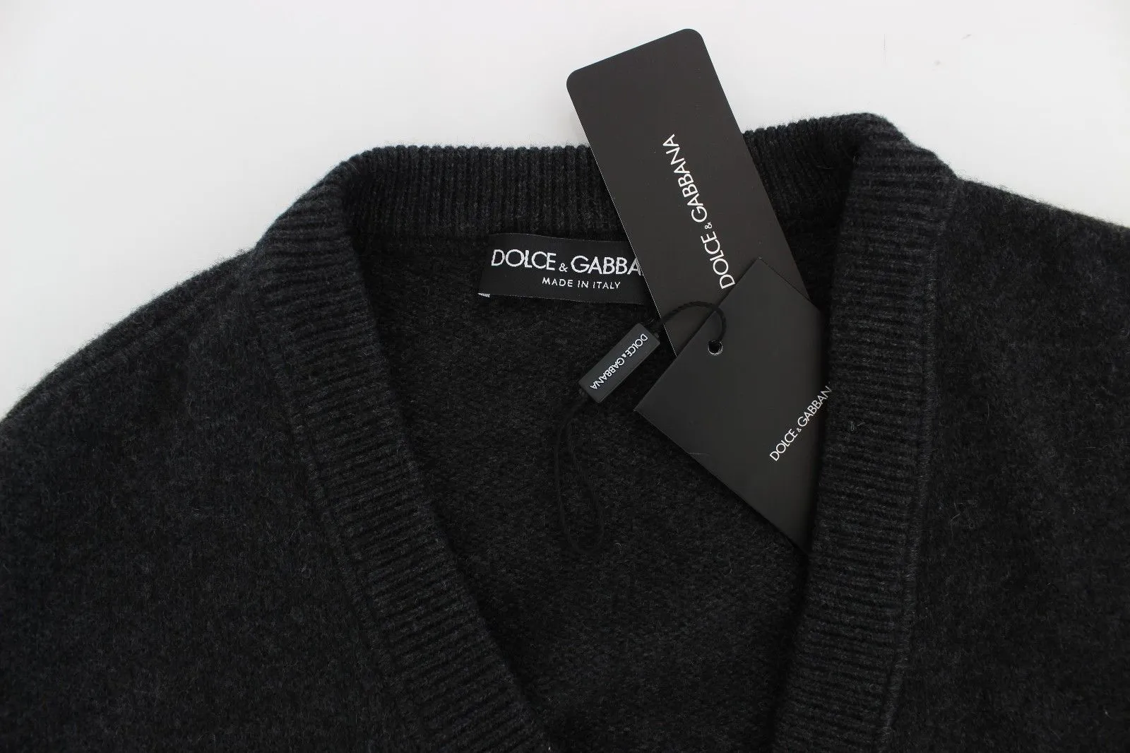 Gray Knitted Cashmere Cardigan Sweater