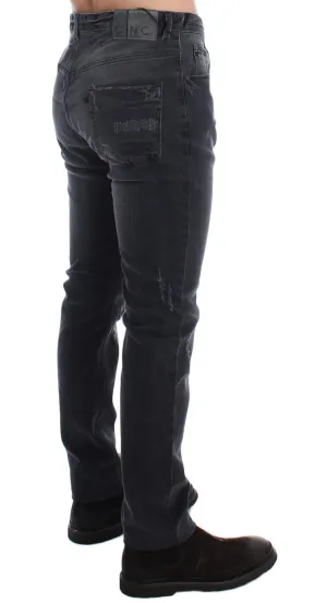 Gray Slim Fit Cotton Stretch Denim Jeans