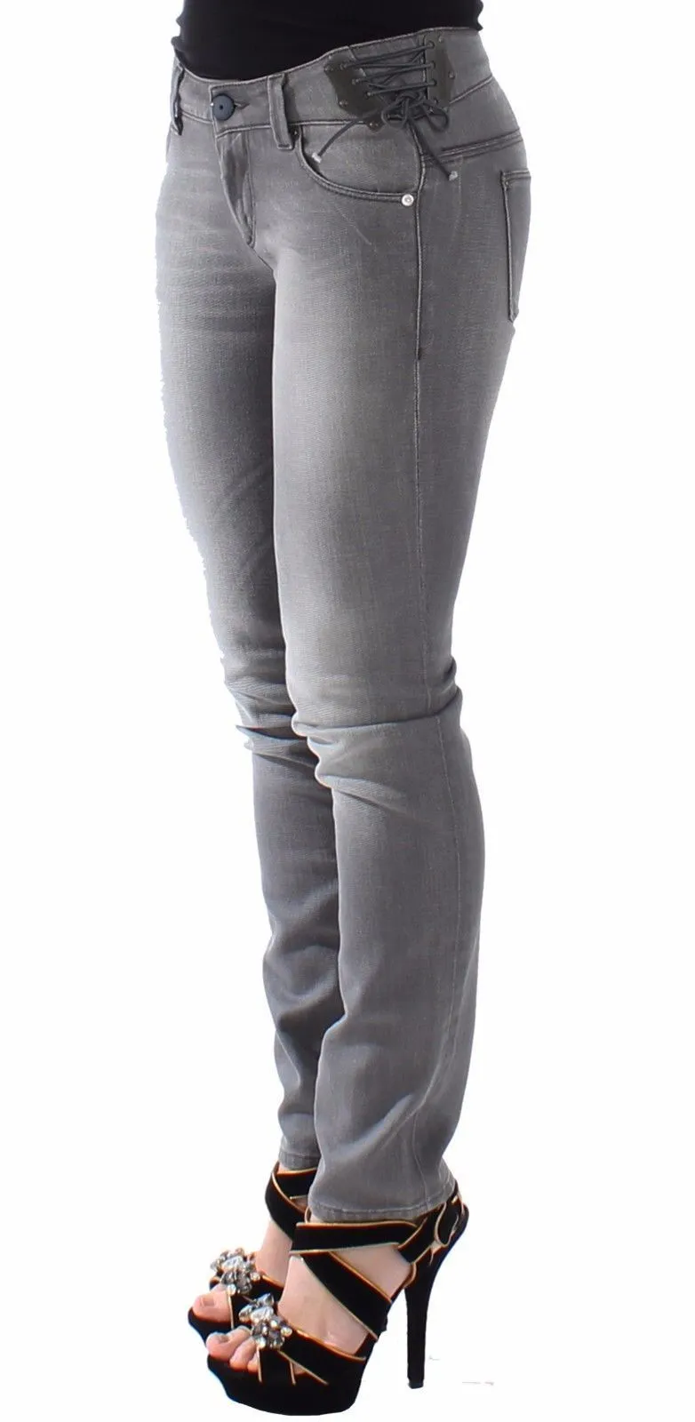 Gray Slim Jeans Denim Pants Skinny Stretch