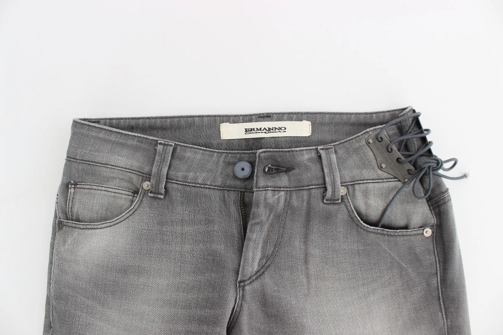 Gray Slim Jeans Denim Pants Skinny Stretch