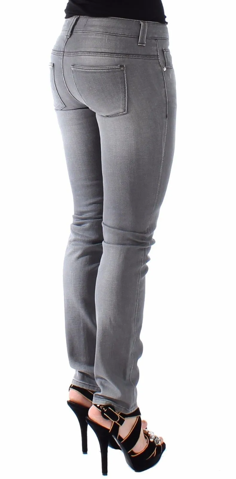Gray Slim Jeans Denim Pants Skinny Stretch