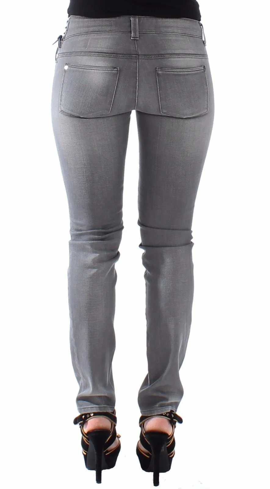 Gray Slim Jeans Denim Pants Skinny Stretch