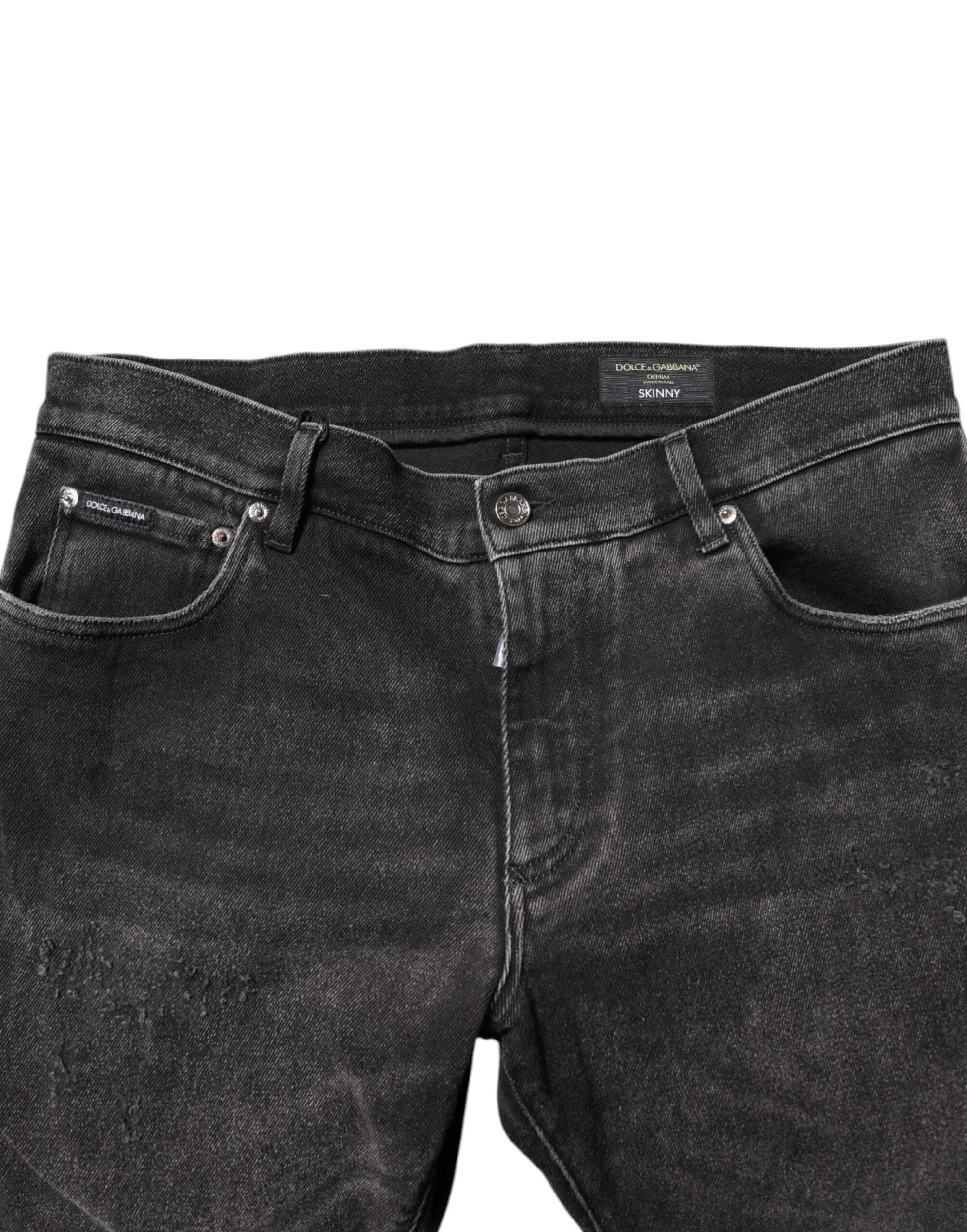 Gray Washed Cotton Skinny Denim Jeans
