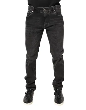 Gray Washed Cotton Skinny Denim Jeans