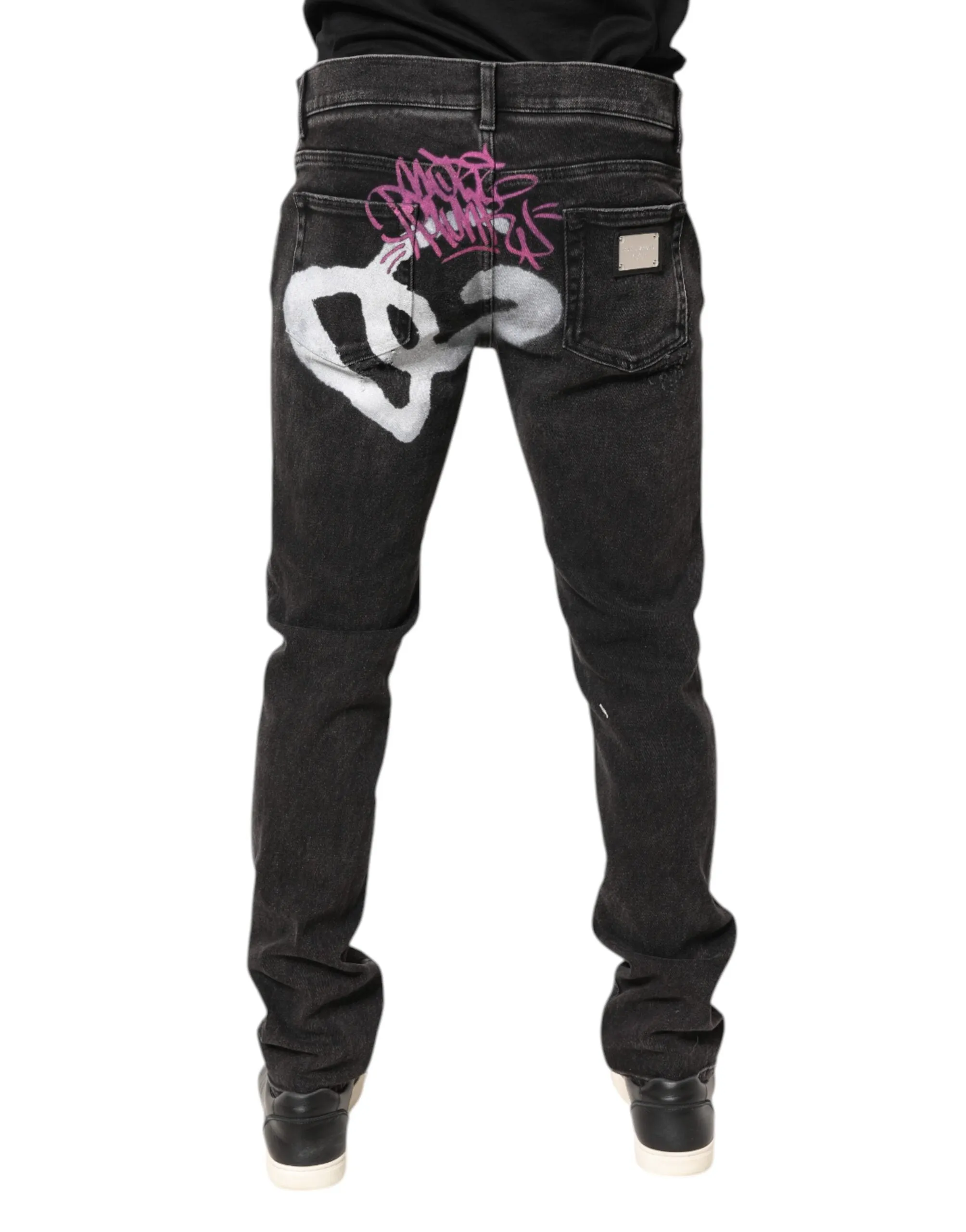 Gray Washed Cotton Skinny Denim Jeans