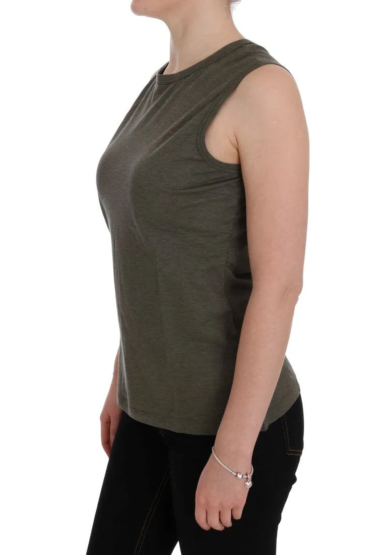 Green Cotton Crewneck Tank Top