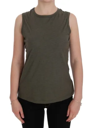 Green Cotton Crewneck Tank Top