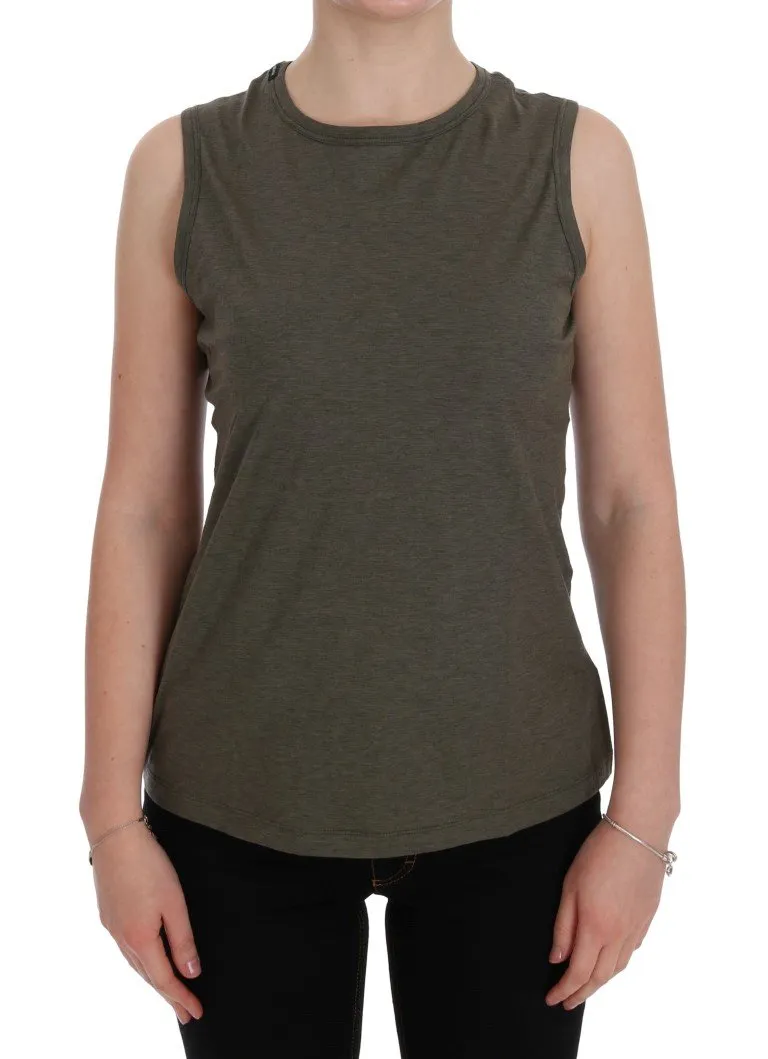Green Cotton Crewneck Tank Top