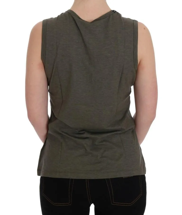 Green Cotton Crewneck Tank Top