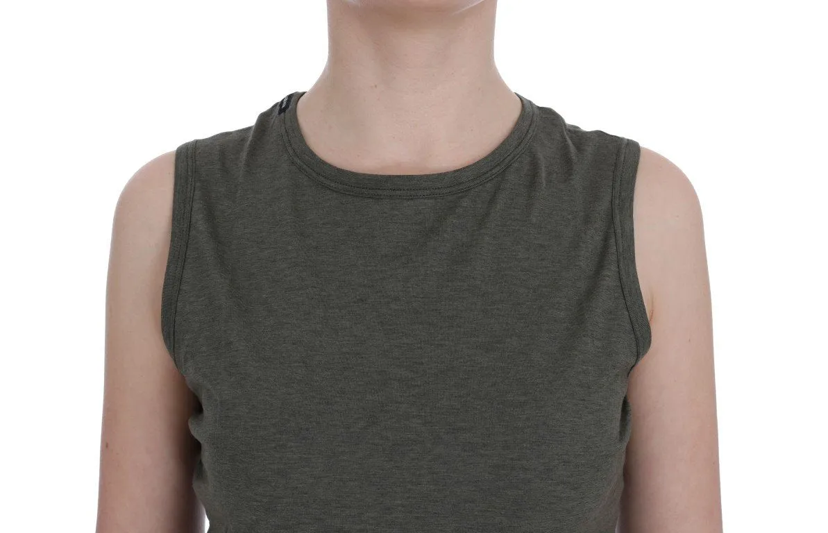 Green Cotton Crewneck Tank Top