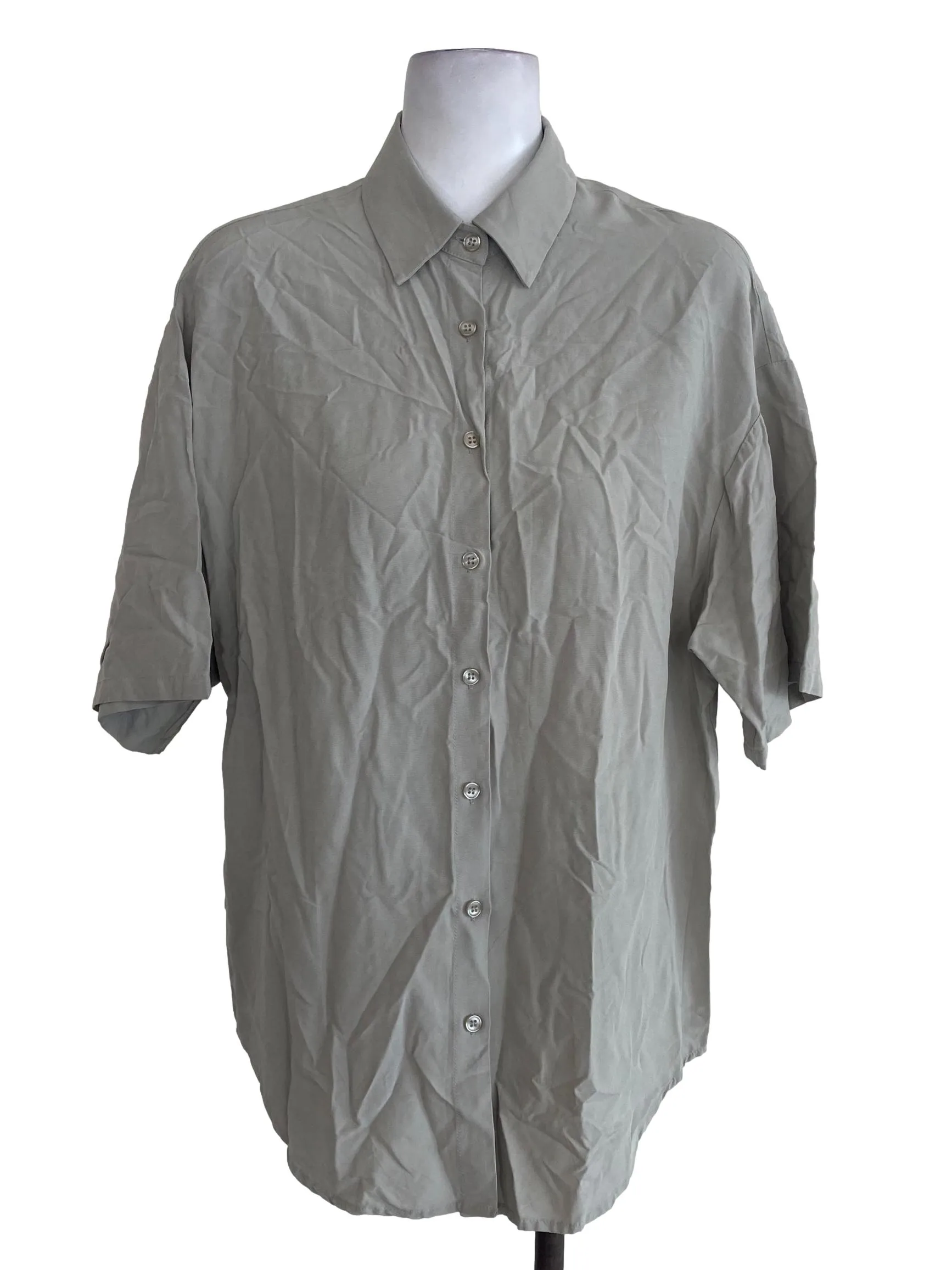 Green Greyish  Button Down Blouse