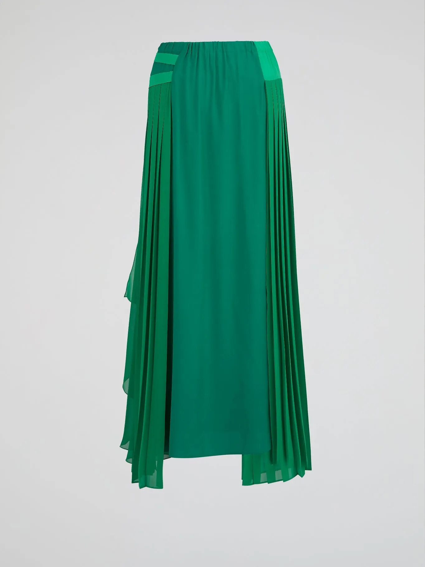 Green Pleated Maxi Skirt