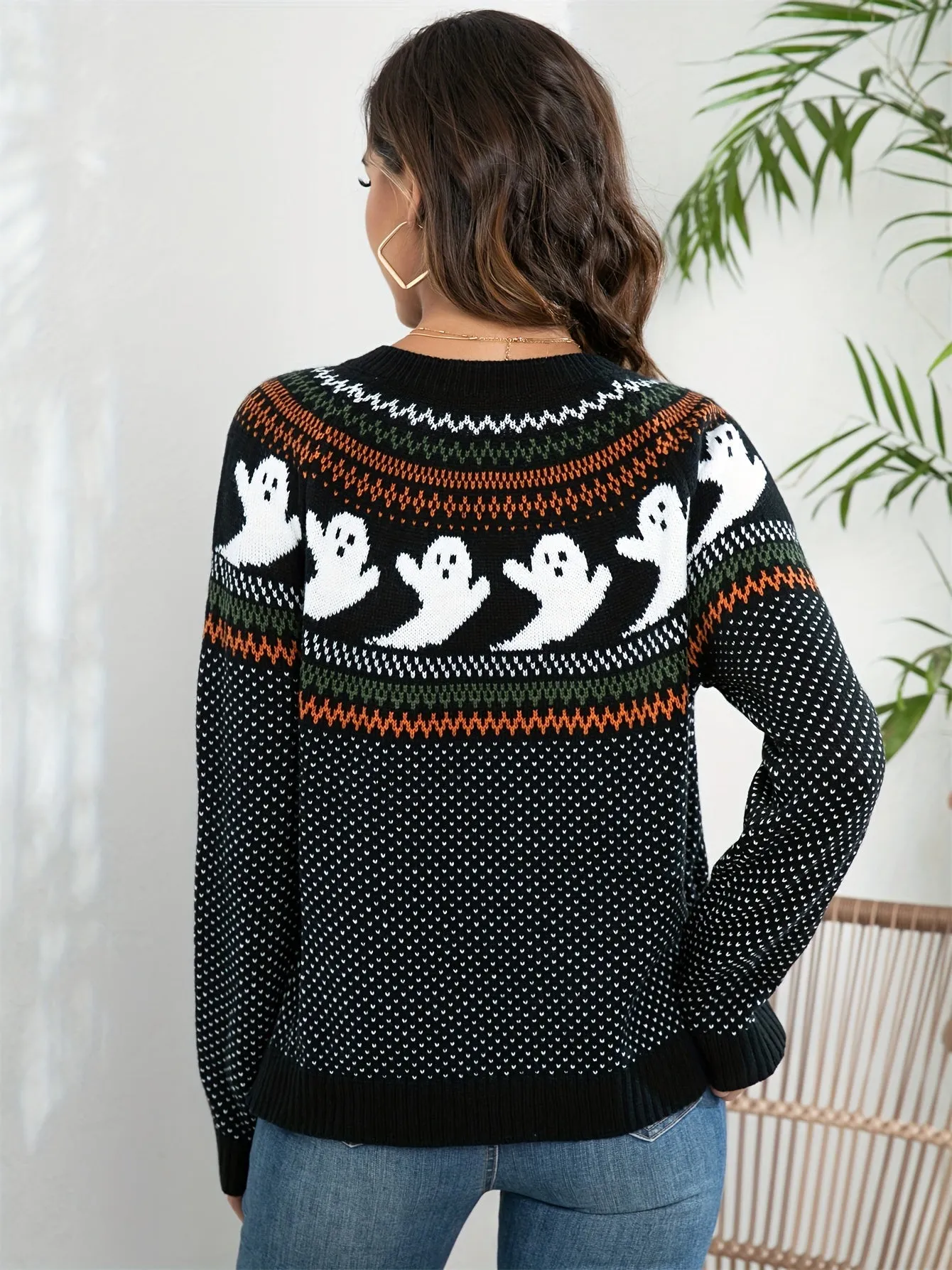 Halloween Geistermuster Strickjacke - Gemütlich und Festlich