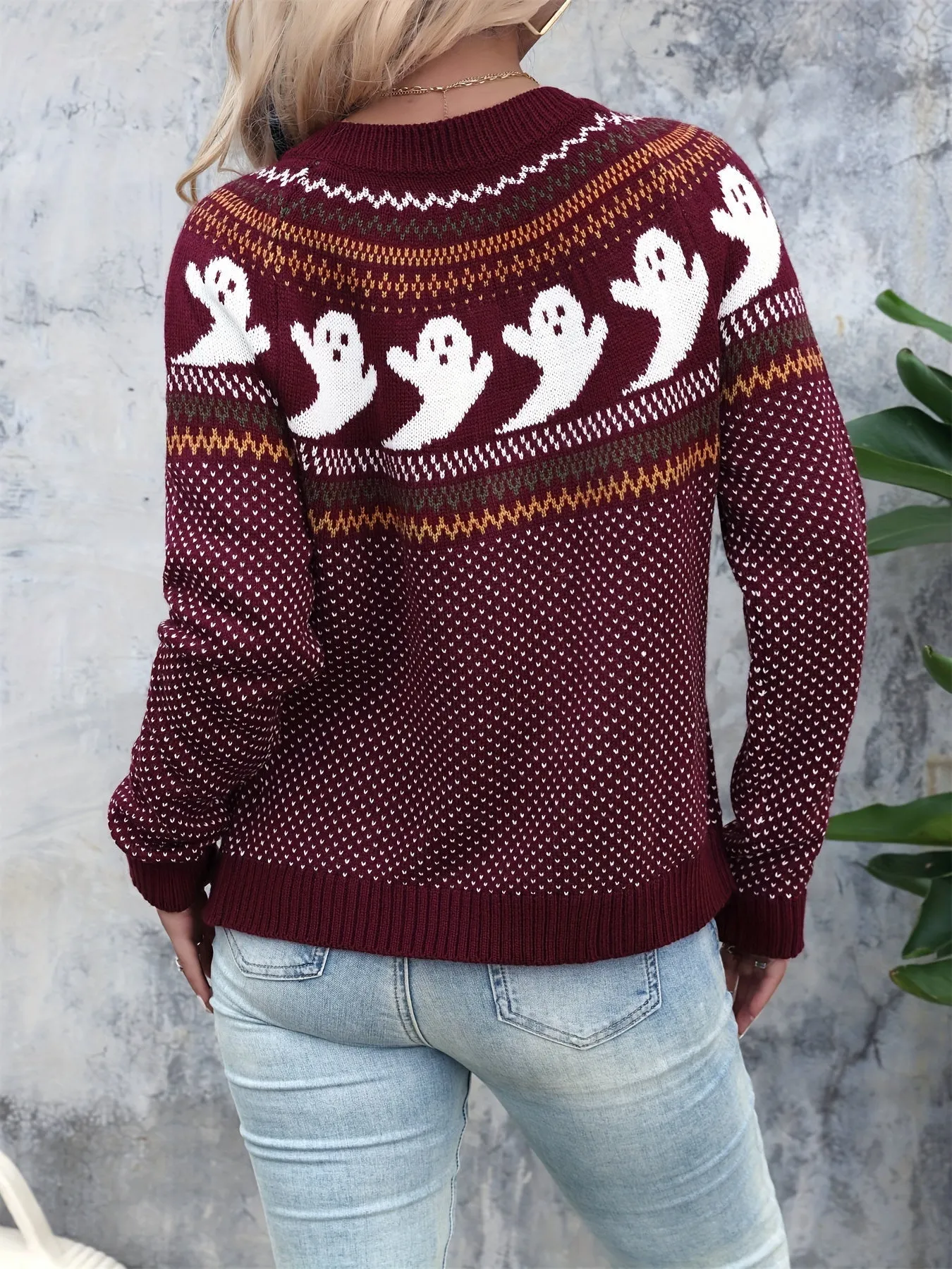 Halloween Geistermuster Strickjacke - Gemütlich und Festlich