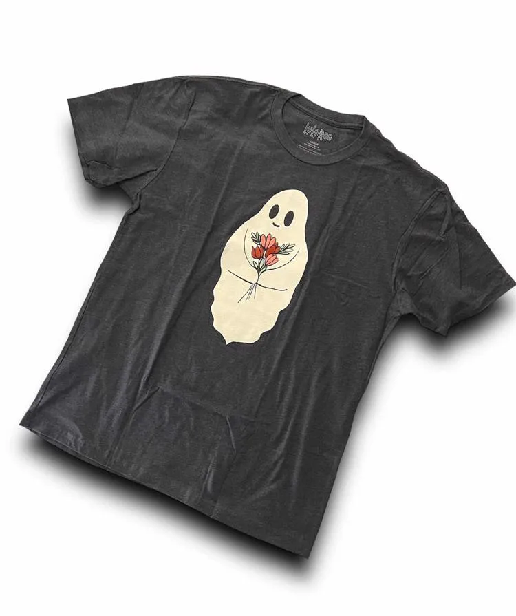 Halloween Rocker Tee - Ghost with Flowers Graphic