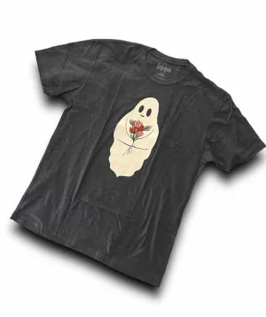 Halloween Rocker Tee - Ghost with Flowers Graphic