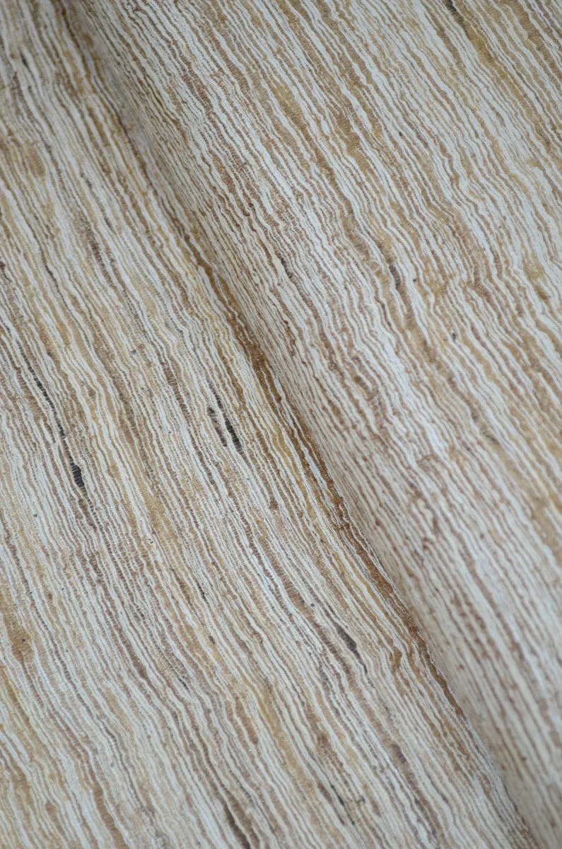 Handwoven Natural Yarn Dyed Pure Spun Jute Tussar Silk  Fabric