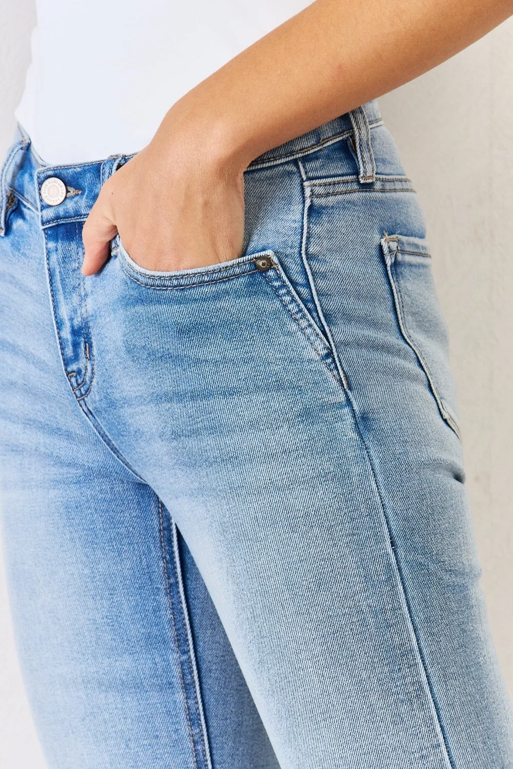 Hazel Blues® |  Kancan Mid Rise Y2K Slit Bootcut Jeans