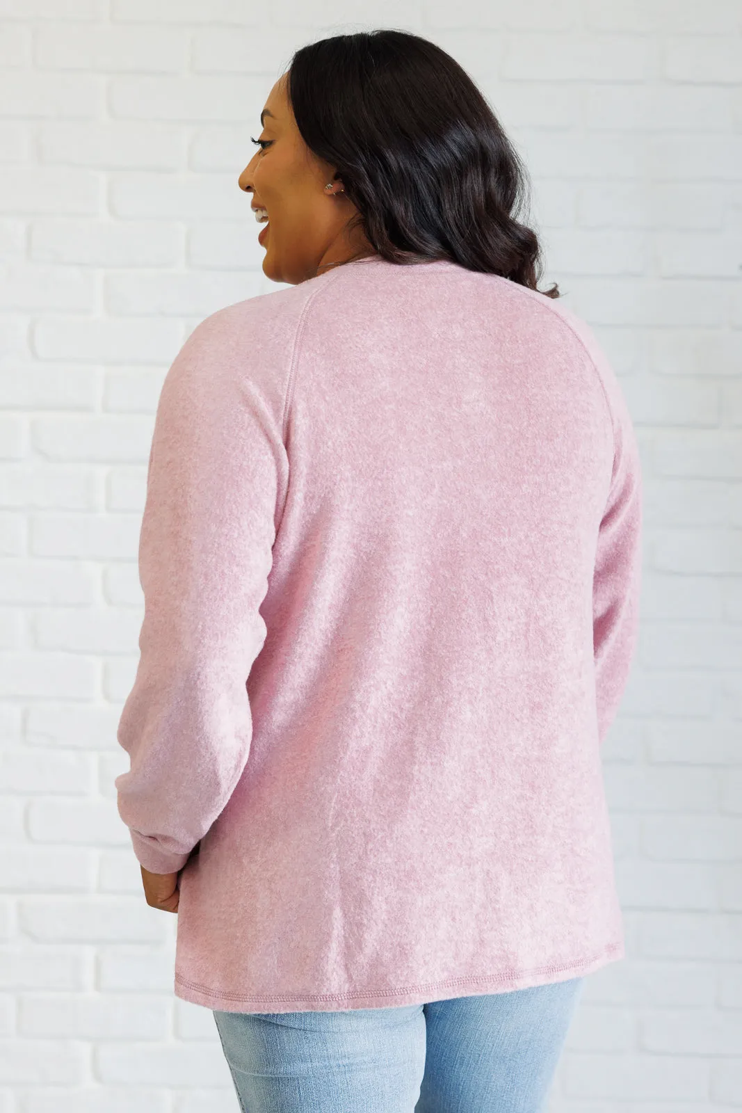 Hazel Blues® |  Keeping it Real Brushed Melange Hacci Long Sleeve Tee in Light Rose