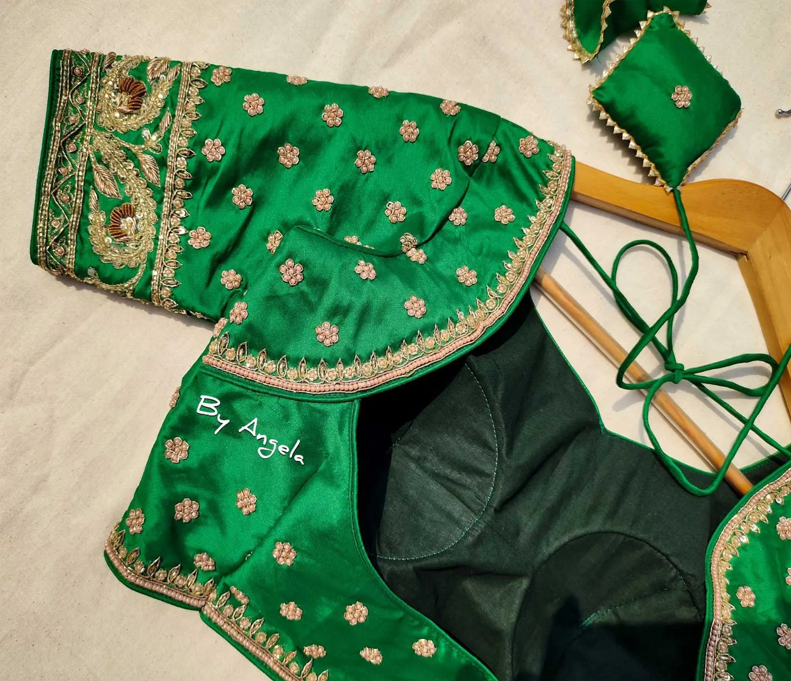 Heavy Buta Kalka Border Bridal Blouse - Emerald Green