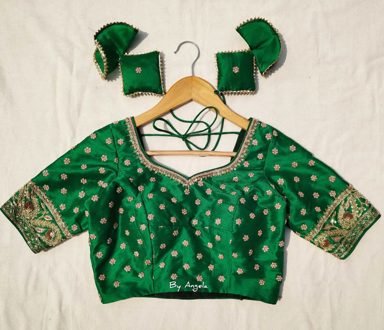 Heavy Buta Kalka Border Bridal Blouse - Emerald Green