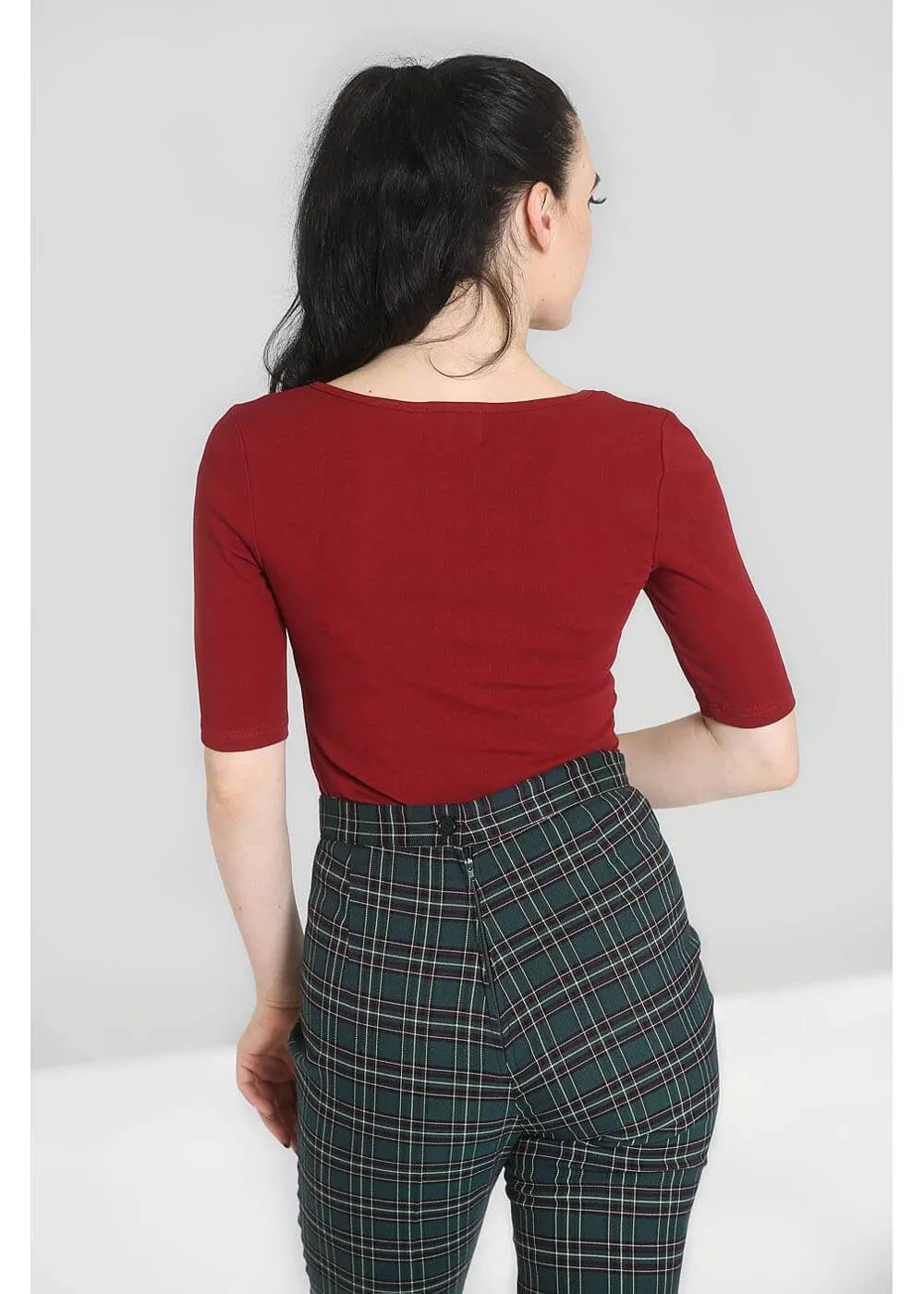 Hell Bunny Philippa 50's Top Burgundy Colour