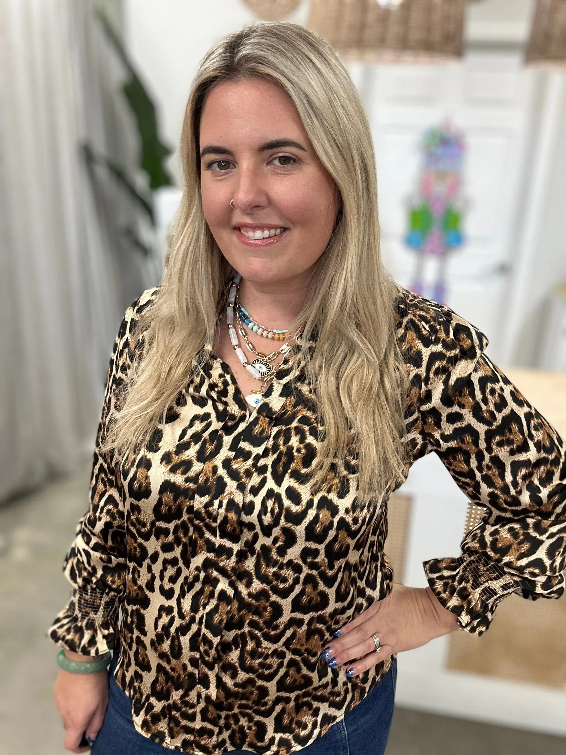 Henley Leopard Print Shirt