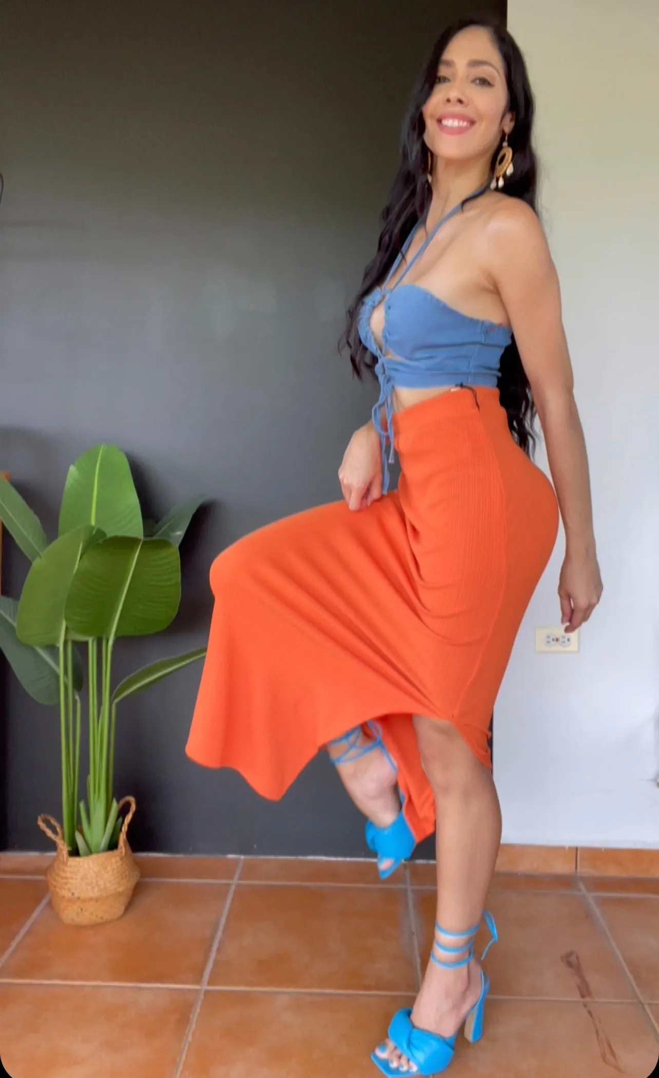 High-Rise Waist Side Slit Maxi Skirt