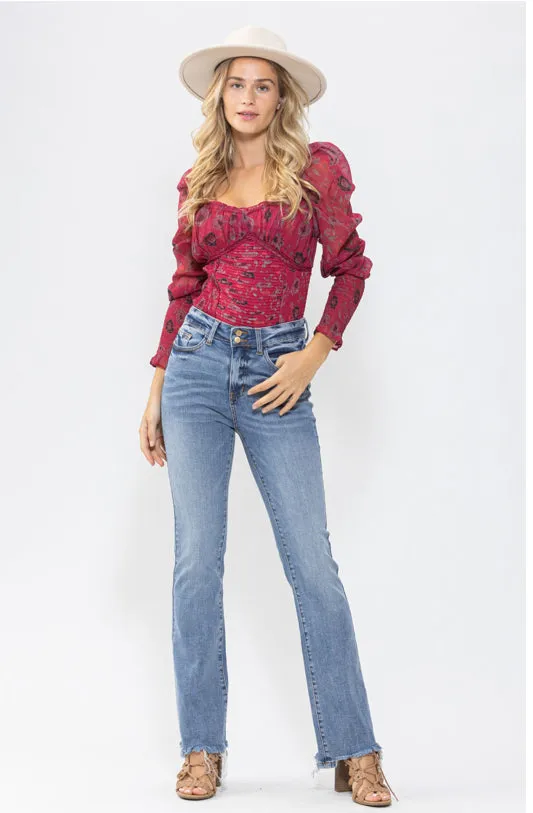 High Waist Double Button Bootcut